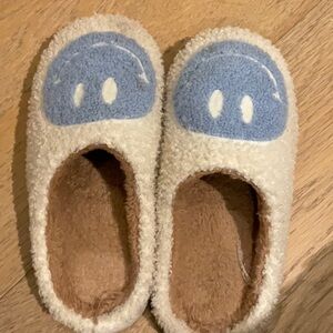 Cozy Cream and Blue Slippers 2 pairs of preppy slippers